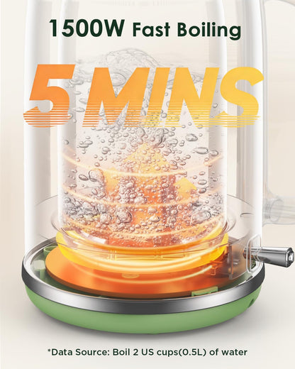 Electric Kettle 1.8L with Temperature Gauge, 1500W Fast Boiling Electric Tea Kettle, 100% Stainless Steel Retro-Style Hot Water Kettle Electric - Glowing LED Light, Auto Shut-Off & Boil-Dry Protection