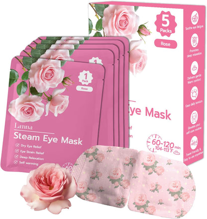 LANNA Heated Steam Eye Mask, Disposable 120 Minutes, Lavender Scent, 5 Pcs