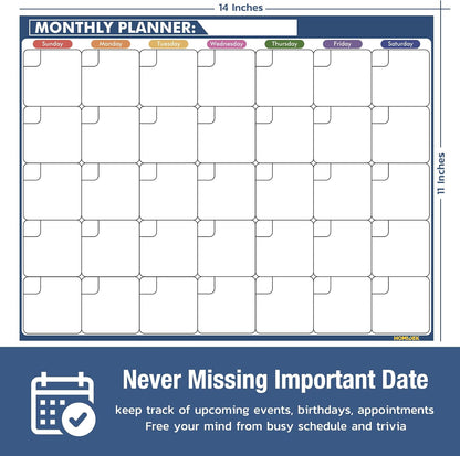 Magnetic Fridge Calendar Magnet, Dry Erase Whiteboard Calendar and Family Chore Chart for Adults with Magnetic List, Dry Erase Markers and Eraser - 14 x 11 Inches