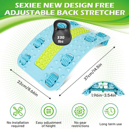 Back Stretcher for Lower Back, Pneumatic Adjustable Lumbar Support Board with 10 Magnets and 90 Massage Points, Daily Back Stretching Device for Home, Office, Yoga and Travel