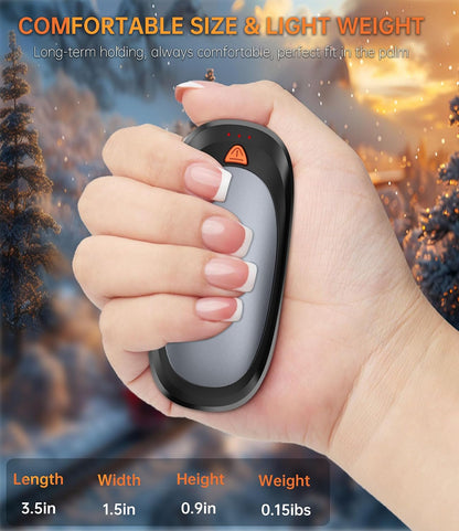 Hand Warmers Rechargeable with 10000mAh Charging Case, 2000mAh Portable Hand Warmers 2 Pack, Reusable Electric Pocket Heater for Hunting, Camping Gear, Outdoors, Gifts