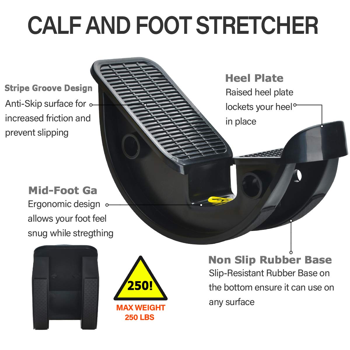 Foot Rocker Calf Stretcher Ankle Plantar Board for Achilles Tendonitis, Muscle Stretch, Feet and Shin Splint Pain Relief - Improve Calf Flexibility, Ankle Mobility - Rose