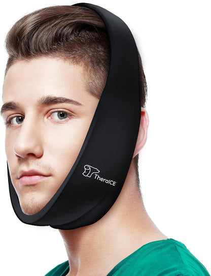 TheraICE Soft Wisdom Teeth Recovery Ice Pack Face Wrap. TMJ Pain Relief Product. Dental Oral Surgery Ice Pack. Jaw Chin Tonsillectomy Head Facial Jaw Bra Stretchable Cold Gel. No Hard Insert-1 Size | No Hard Insert, Dental Oral Surgery Ice Pack forJaw