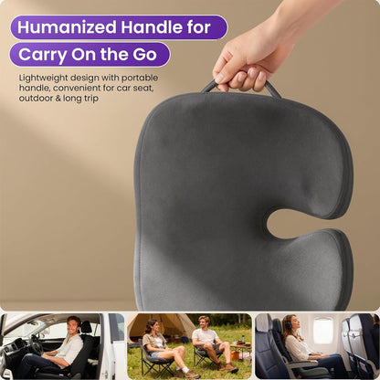 ZZ-WELL Seat Cushions for Office Chairs, Coccyx Cushion for Tailbone Pain, Memory Foam Butt Pillows for Computer Gaming Chair, Patented Pressure Relief Design Chair Cushion (Light Grey, XX-Large)