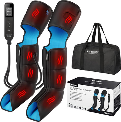 FIT KING Leg Compression Massager with Heat for Circulation and Pain Relief