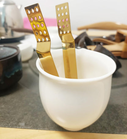 Generic Tea Bag Squeezer (8 Pack), Tea Bag Squeezer Tongs, Golden Stainless Steel Tea Bag Squeezer, 13.5 x 4 cm