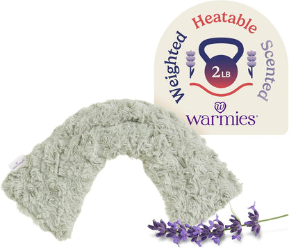 warmies Microwavable Shoulder Heating Pad, Neck Warmer & Heat Pack, Snowy | Steady Pressure, Cooling Relief, Scented with Calming French Lavender, Microwave 30 sec, Freeze 2-3 hrs, Soft Faux Fur