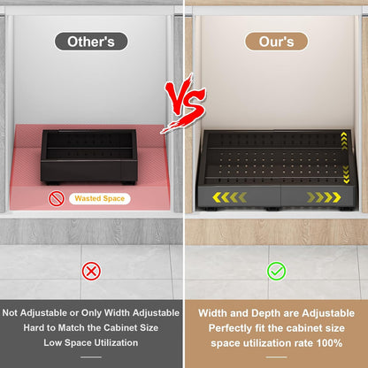 Fokyfok Pull Out Cabinet Organizer,23"-31"W,17"-24"D,Expandable,Adhesive | No Drill,5 Rails,Adjustable Slide out Drawers for Kitchen,Pantry,Roll out Shelves,Cabinets Without Lip,Framless,White,1PC