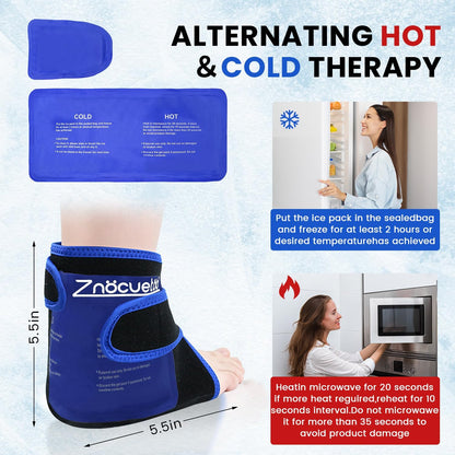 Ankle Ice Pack Wrap for Swelling Foot Heel Pain Relief Reusable Gel-1Pack