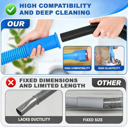 PetOde 5Pack Dryer Vent Cleaner Kit Vacuum Hose Attachment Blue 31.5" | Cleaning Brushes for Refrigerator Coils, Condenser, Window Tracks, Toilets
