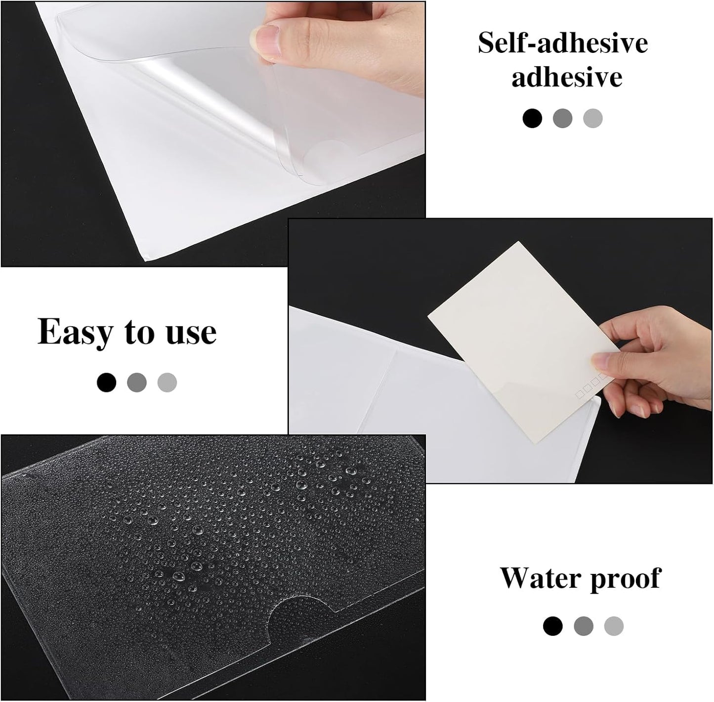 36 Pack 3" x 5" Adhesive Index Card Holders Clear PVC Label Holders | Top-loading label pockets, removable adhesive, clear PVC, for bins, shelves, totes, library and office use