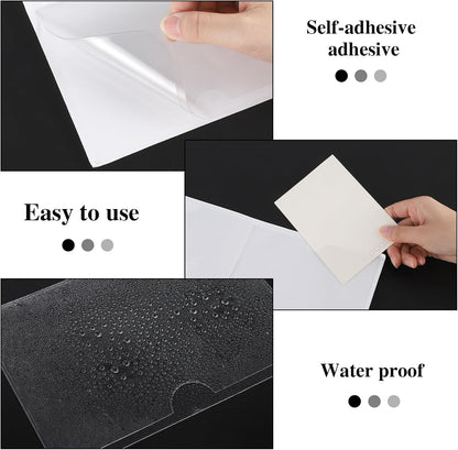 36 Pack 3" x 5" Adhesive Index Card Holders Clear PVC Label Holders | Top-loading label pockets, removable adhesive, clear PVC, for bins, shelves, totes, library and office use