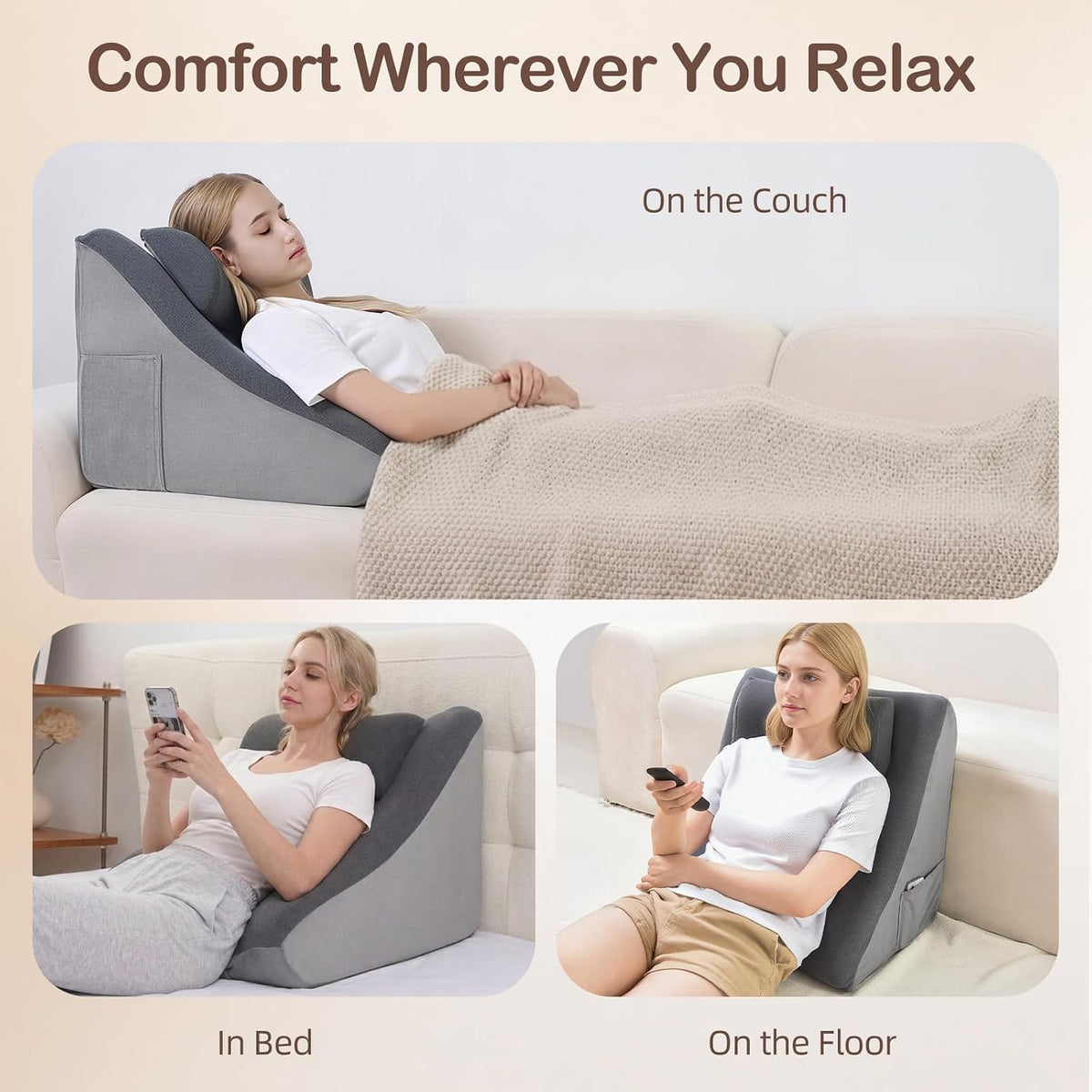 Vekkia 21” Back Rest Pillow with Dual-Layer Foam for Reclining and Sitting