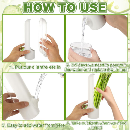 4 PCS Fresh Herb Keeper for Refrigerator, Herb Saver for Refrigerator, Cilantro Containers for Fridge, Herb Storage Containers for Cilantro Asparagus Mint Rosemary Parsley Basil for 2-3 Weeks