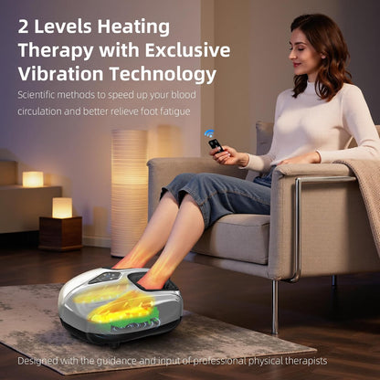 Shiatsu Foot Massager with Heat,Vibration,Air Compression and Deep Kneading for Plantar Fasciitis, Neuropathy,Improve Foot Wellness,Gifts for Women & Men（Black）