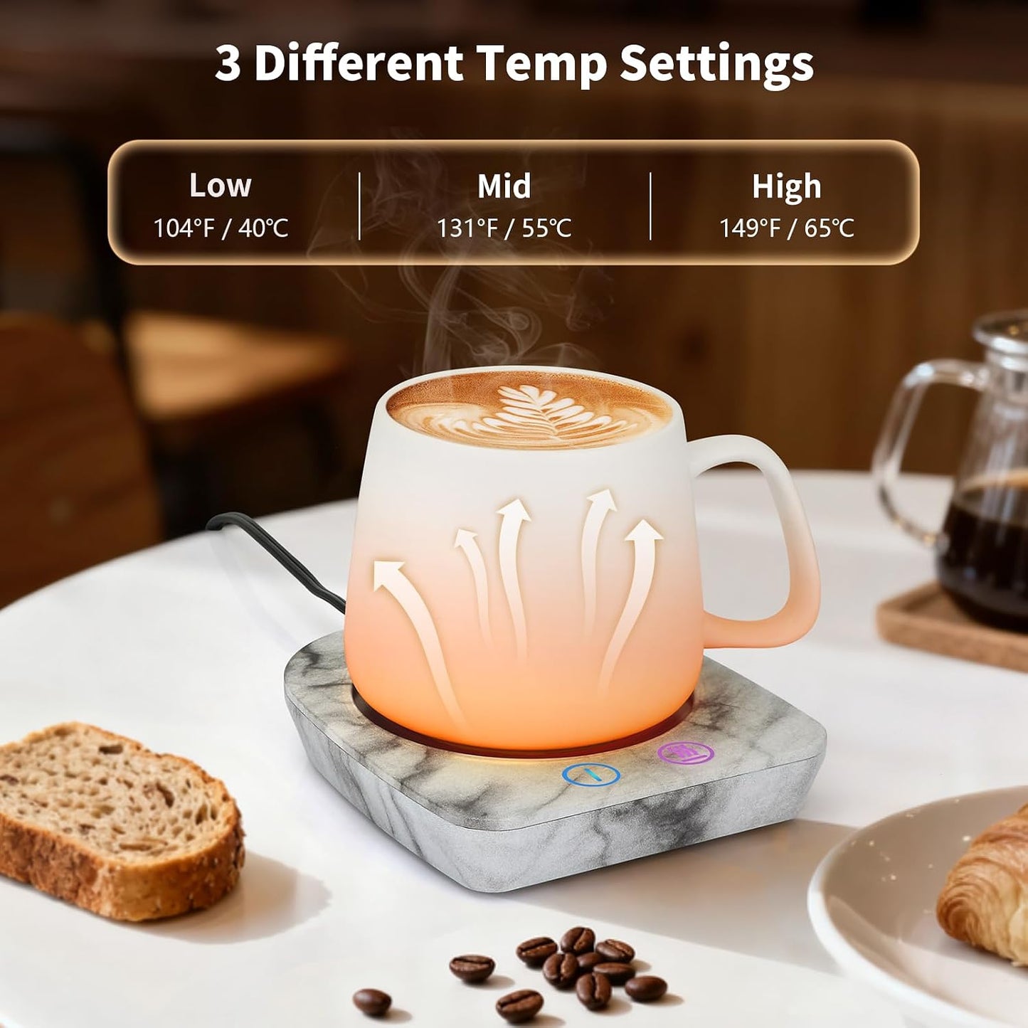 VOBAGA Coffee Mug Warmer, 4 Hours Auto Shut Off Cup Warmer for Office Home Desk with 3 Temperature Settings, Electric Beverage Warmer for Cocoa,Tea, Milk, Soup, for Coffee Gifts, Sky Blue (No Cup)