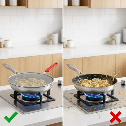 2 Splash Grease Screen for Frying Pans, Stainless Steel Oil Splatter Grease Splatter Guard for Frying Pan, Kitchen Cooking Protection, Splatter Guard with Heat Resistant Handles