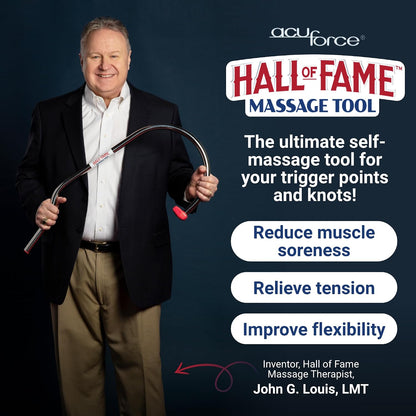 Hall of Fame Neck & Back Massager Tool - Trigger Point Massage Tool with Self Massage Hook for Pain Relief, Shoulder, Neck, and Back Muscle Knot Remover - Gift for Men and Women