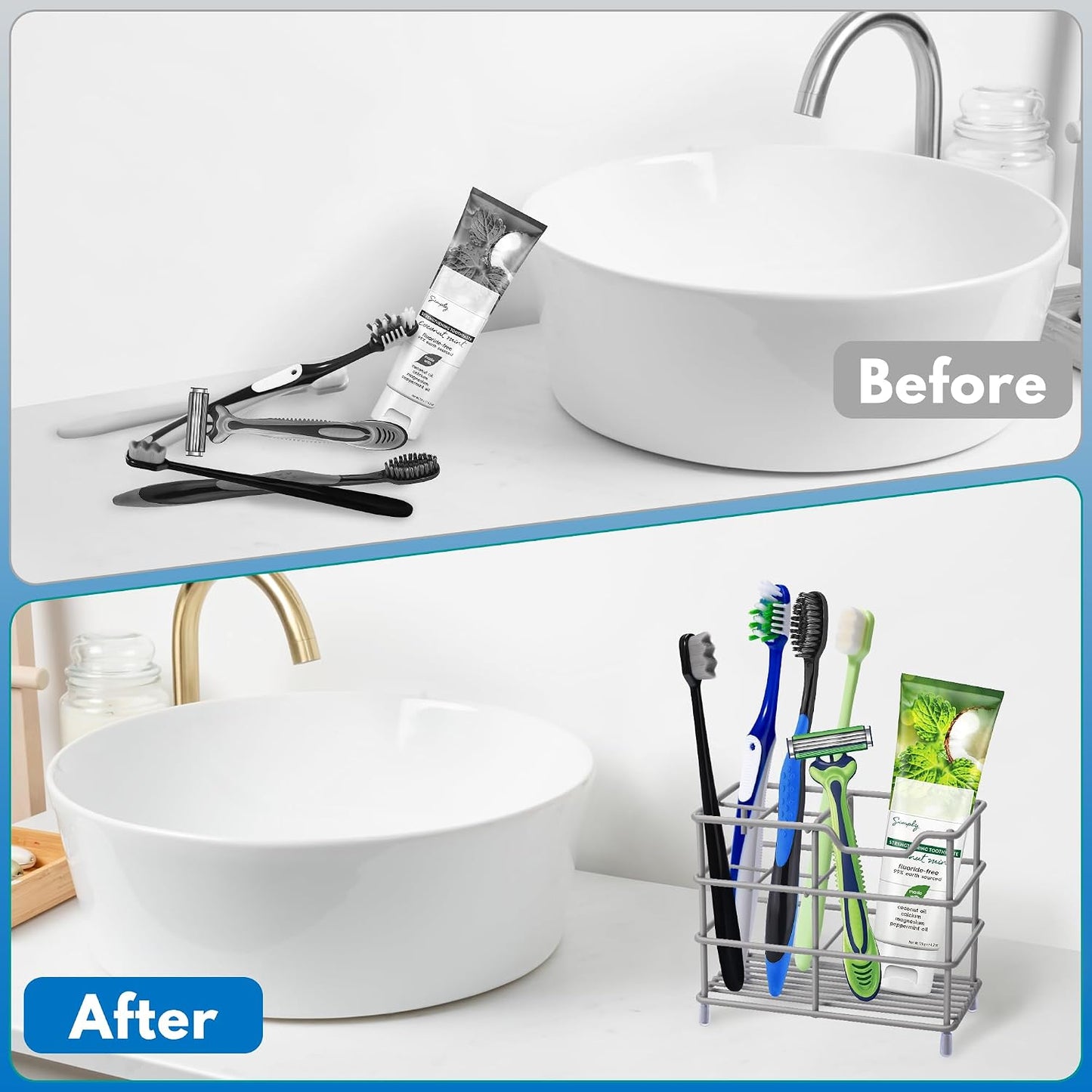 Electric Toothbrush Holders for Bathrooms 304 Stainless Steel Quick Drying | Upgrade Heavy Duty Sturdy Durable Toothpaste Holder Bathroom Organizer Storage Decor Accessories Tooth Brush Holder Caddy