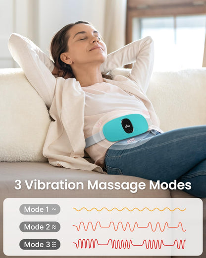 iDOO Portable Heating Pad for Period Cramps, FSA Eligible Item, Gifts for Women Girlfriend Mom Wife, Back Belly Heat Pad for Menstrual Pain Relief, with 3 Heat Levels 3 Massage | Back & Belly Wrap for Menstrual Cramps, 3 Heat Levels 3 Massage, FSA