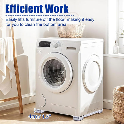 Heavy Duty Furniture Appliances Rollers, Extendable Appliance Rollers with Brake, Mobile Washing Machine Base for Refrigerators, Dishwashers, Washing Machines, 660 lbs Total Load (White