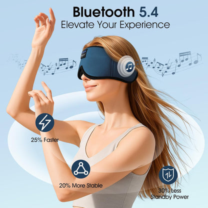 ZUMUSEN Bluetooth Sleep Headphones Mask with 3D Stereo Speakers | Wireless Ultra-Thin Music Eye Cover for Side Sleepers, Adjustable Strap for Travel, Meditation, Yoga, Naps, and Relaxation