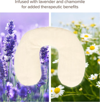 Bed Buddy Microwavable Heating Pad and Cooling Neck Wrap, Comfort Wrap for Neck and Shoulders, Microwavable for Moist Heat Therapy and Freezable for Cooling, White, Lavender & Chamomile Aromatherapy