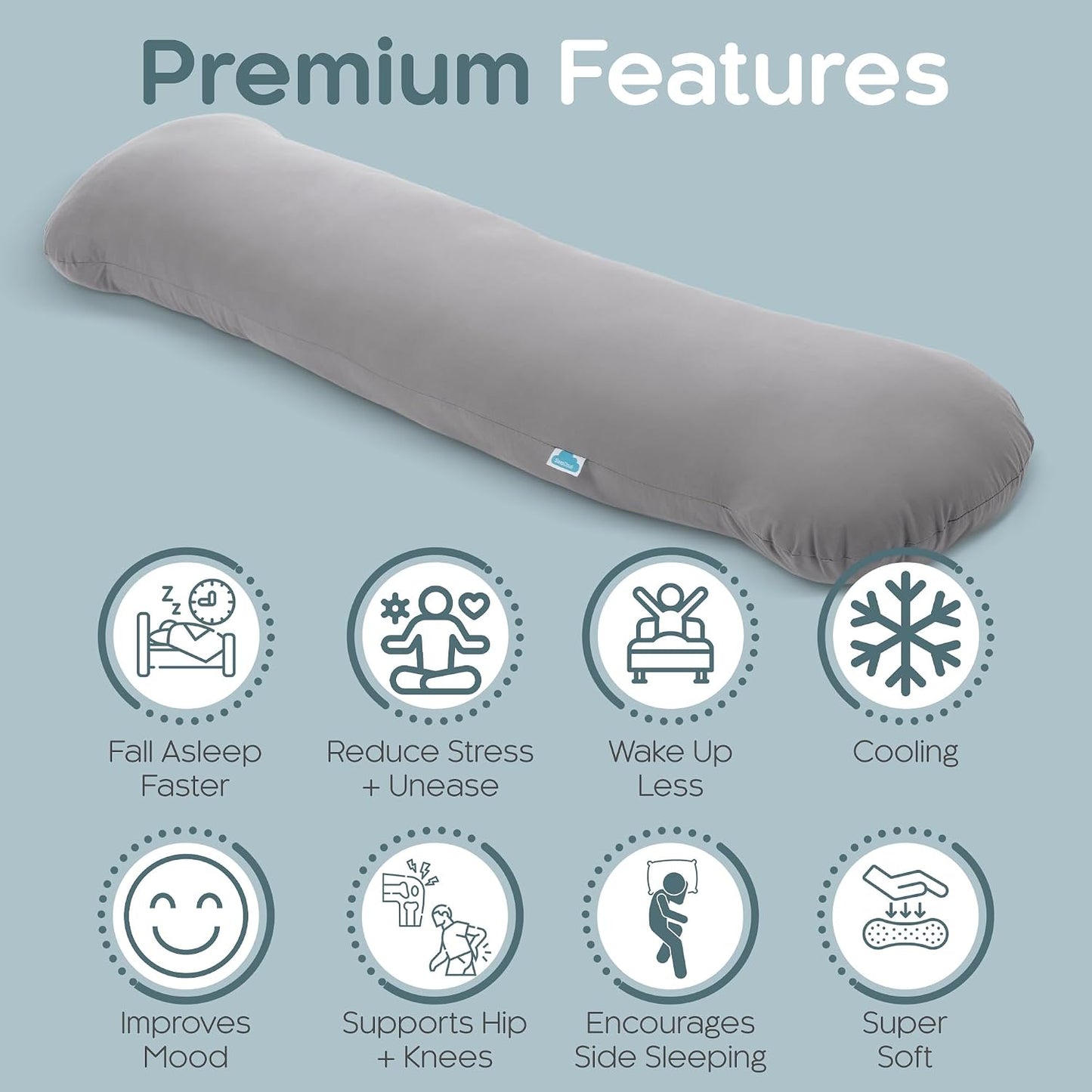 Weighted Body Pillow 6.5lbs, Cooling Tencel Cover, 41” x 10” | Calming Weighted Comfort, Breathable Cooling Cover, Machine Washable, Made for Side Sleepers, 12 Month Warranty