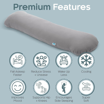 Weighted Body Pillow 6.5lbs, Cooling Tencel Cover, 41” x 10” | Calming Weighted Comfort, Breathable Cooling Cover, Machine Washable, Made for Side Sleepers, 12 Month Warranty