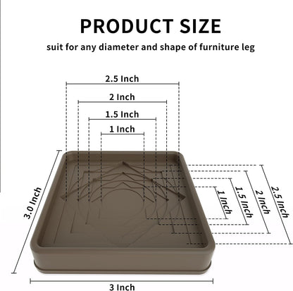 Furniture Coasters 4 Pcs 4” Furniture Caster Cups - Non Slip Furniture Pads Hardwoods Floors - Non Skid Grippers Rubber Furniture Feet Anti Slide Floor Protector for Bed Couch Stoppers Black