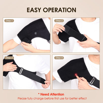 COMFYTHERA Cordless Heated Shoulder Wrap for Shoulder Pain with 2 Heating Settings Warmer, Heating Shoulder Brace Heating Pad for Men and Women (Black)