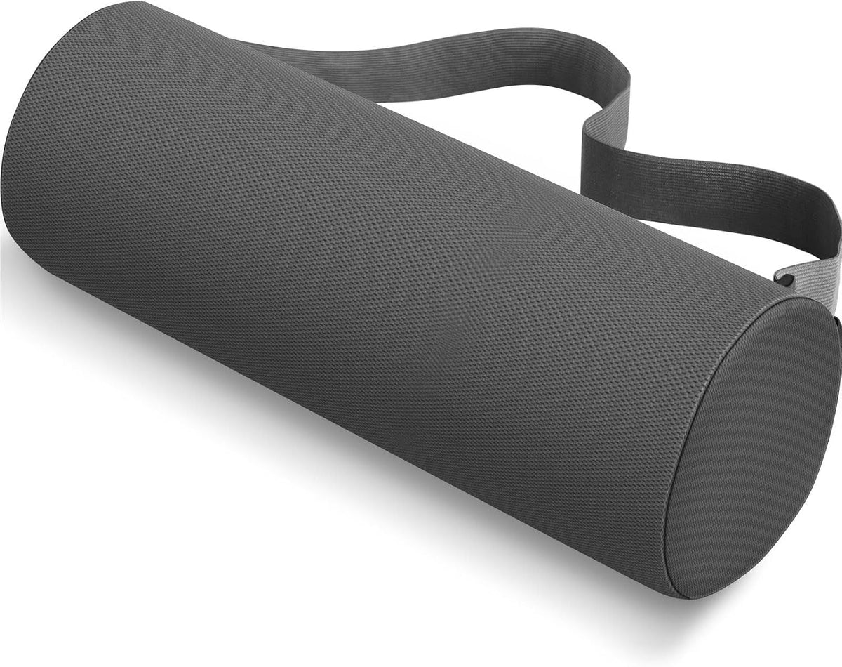 CushZone Lumbar Roll Support Pillow, Memory Foam Back Cushion, Black