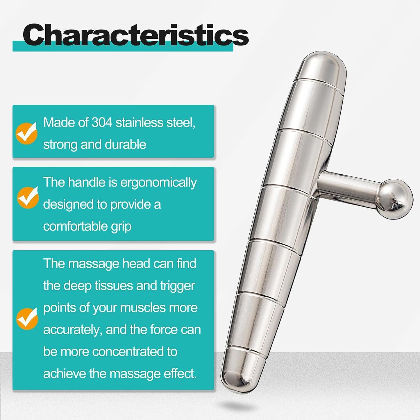 2 in 1 Trigger Points Massage Tool Stainless Steel T-Bar Deep Tissue Massage Tool for Pain Relief Full-Body Fascial Relaxation – Ideal for Shoulders, Neck, Legs, and Arms – Perfect for Sports Therapy