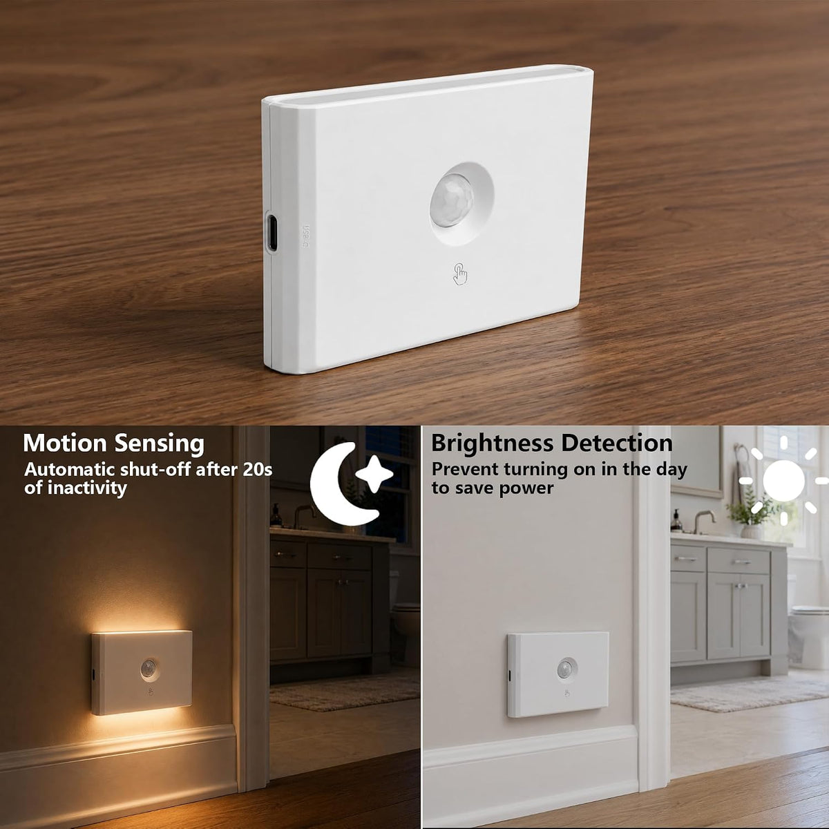 Rechargeable Motion Sensor Stair Night Lights, 4 Pack Indoor Step Lights