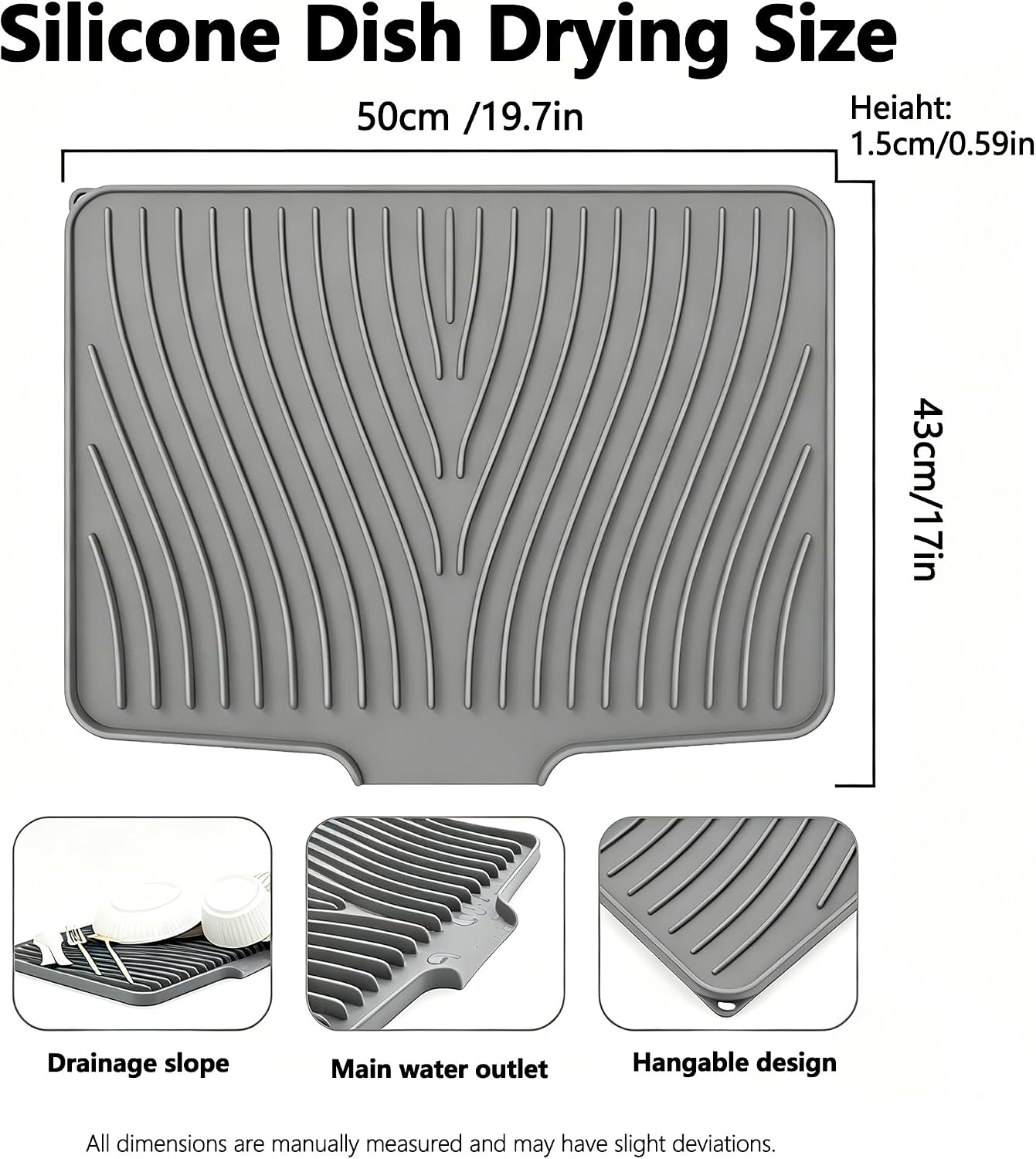 Kitchen Sink Splash Guard Gen2-30" x 6'' Silicone Sink Mat Splash Guard fit for Countertop, Bathroom,Farmhouse,RV by EBIGIC (Grey)