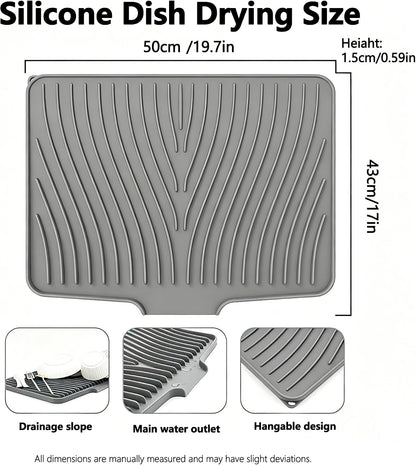 Kitchen Sink Splash Guard Gen2-30" x 6'' Silicone Sink Mat Splash Guard fit for Countertop, Bathroom,Farmhouse,RV by EBIGIC (Grey)