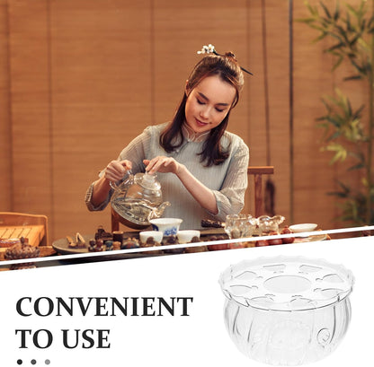 Glass Teapot Warmer with Tealight Holder Heat Base for Loose Tea Steeper Pot Retro Ceramic Tea Heater Warmer for Desk and Home Use