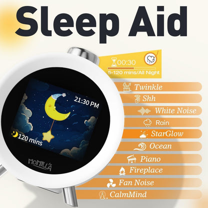 MOMILLA Alarm Clocks for Bedrooms, 2.8" Color Display, 4 Alarms Easy to Set