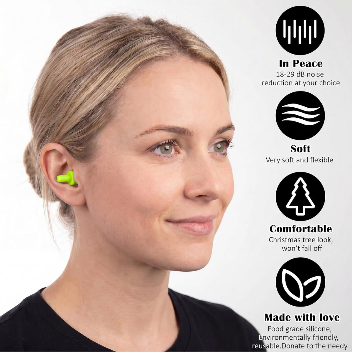 24 Pairs Black Ear Plugs Bulk NRR 29dB Reusable Silicone Ear Plugs with Plastic Cases Soft Foam Plug for Sleeping Noise Cancelling Concerts Shooting Swimming Noise Reduction