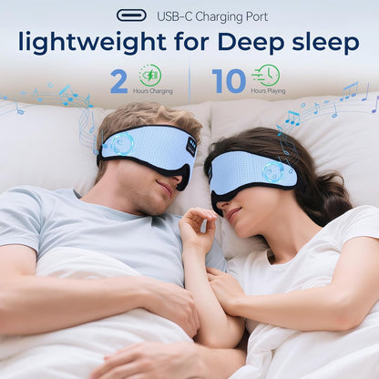 Sleep Eye Mask Bluetooth Headphones - 3D Contoured Zero Pressure Sleeping Masks 100% Blackout Eye Cover Breathable Sleeping Mask for Side Sleepers Wireless Earphone Ear Muff Headband Women Men Gift