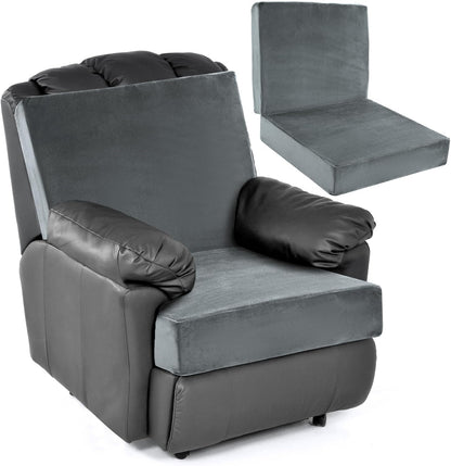 HOMBYS Foam Lumbar Support Pillow for Recliner with Recliner Chair Seat Cushion-Thick Seat Cushion for Elderly with Long Back Support, Extra Large & Non-Slip, Brown