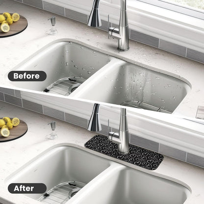 Abstract Flower Blooming Floral Watercolor Kitchen Sink Splash Guard Faucet Mat Super Absorbent Fast Drying Mat Sink Gadgets-Fast Drying Pad Sink Mat For Kitchen Bathroom (15" X 5.5" )