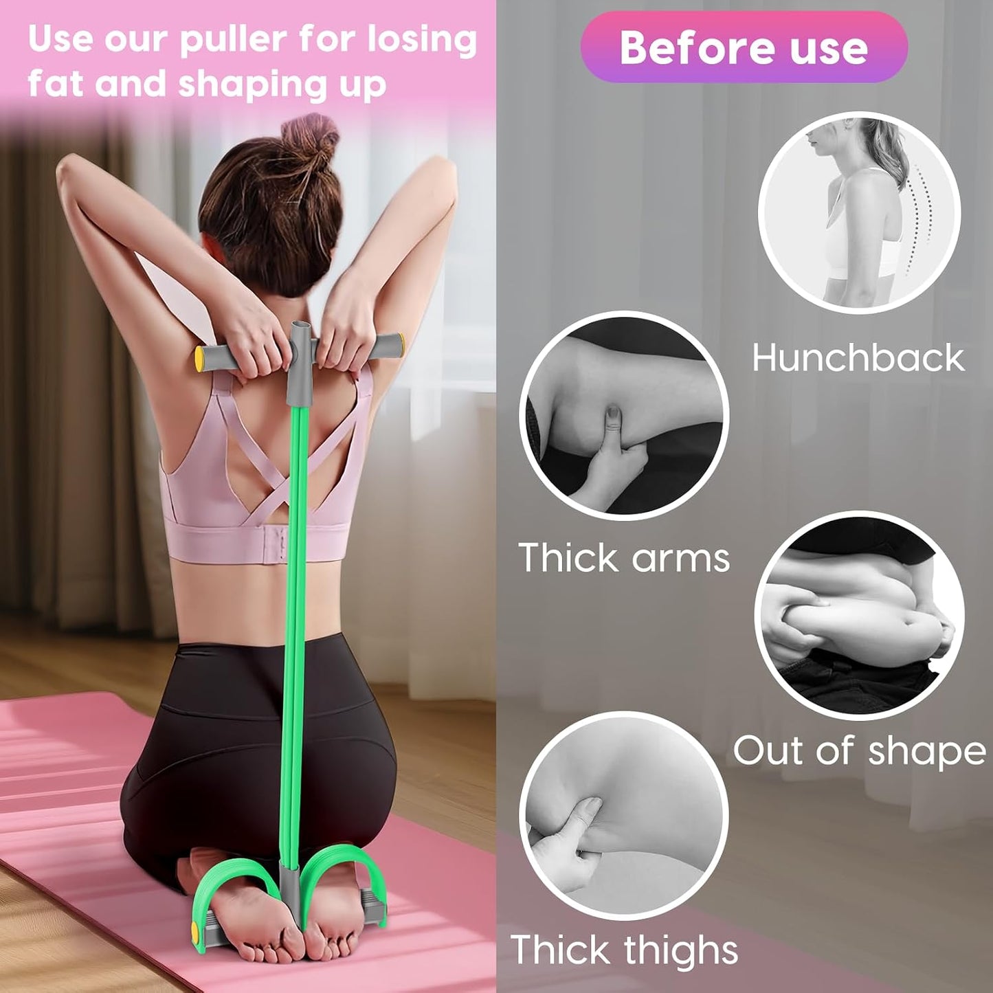 Pedal Resistance Band with Handles, 6-Tubes Natural Rubber Exercise Bands | Upgrade Foot Pedal Resistance Bands for Working Out, Multifunction Fitness Equipment for Abdomen, Waist, Arm, Leg, Pilates