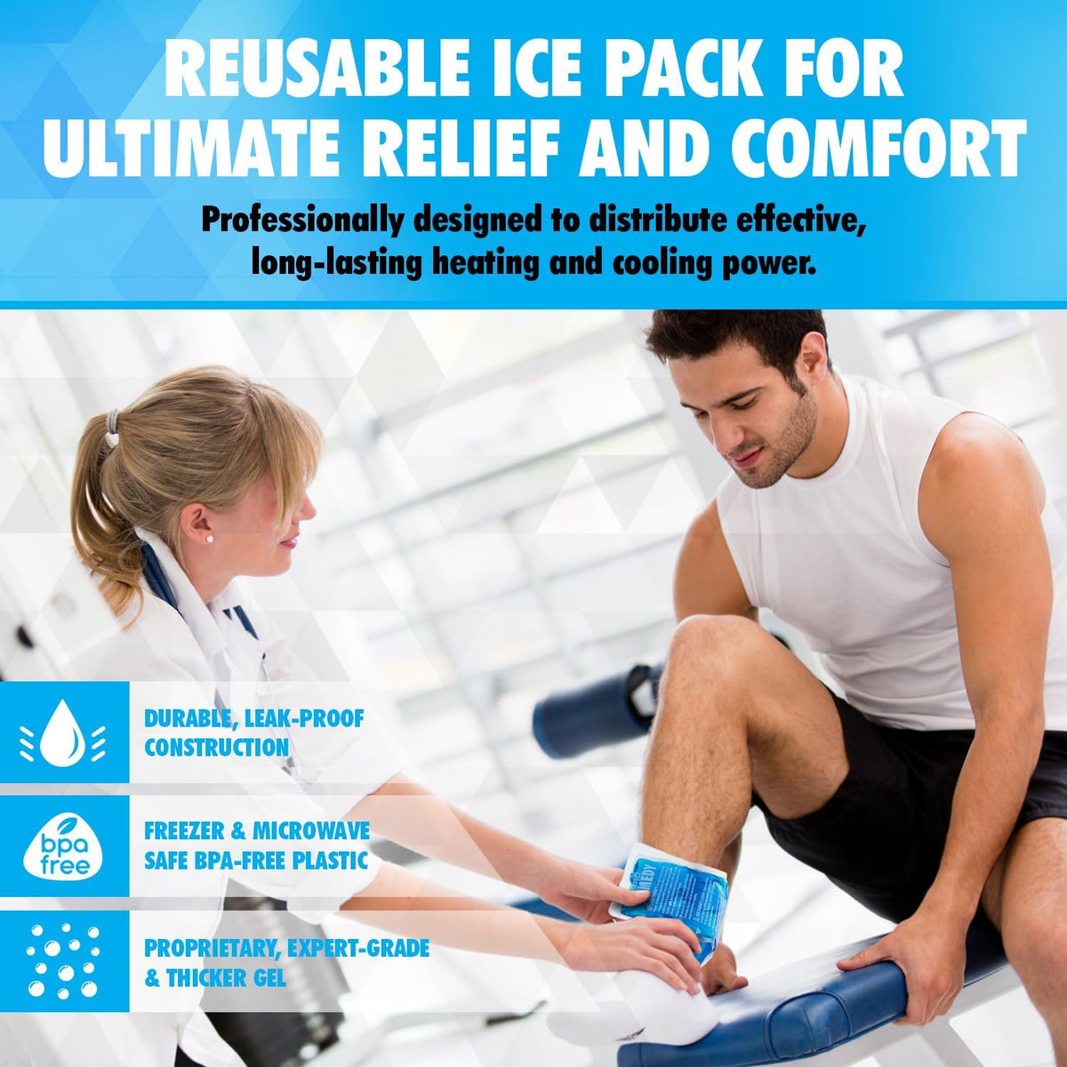 Perfect Remedy Gel Ice Packs for Injuries with Strap Cover, Flexible Hot Cold Compress, Soothing Soft Ice Packs for aid in Injuries Conditions, Alternative to Hot Water Bottles (Blue, Regular)