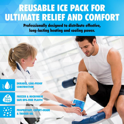 Perfect Remedy Gel Ice Packs for Injuries with Strap Cover, Flexible Hot Cold Compress, Soothing Soft Ice Packs for aid in Injuries Conditions, Alternative to Hot Water Bottles (Blue, Regular)