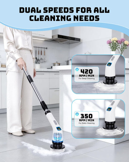 Electric Spin Scrubber for Bathroom | Shower Cleaner Brush with Long Handle