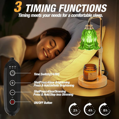 Candle Warmer Lamp with Timer and Dimmer, Electric Wax Warmers for Scented Candles with 5 Brightness Settings, Anti-Glare Lamp with Adjustable Height, Home Decor, Gift for Birthday, Valentines