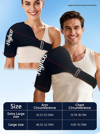 Shoulder Ice Pack Wrap for Rotator Cuff and Arm,Reusable Compression Cold Brace for Pain Relief & Muscle Relaxation,Tendonitis,Swelling,Discomfort After Surgery,Hot &Cold Therapy Ice Pack for Shoulder (Large-Black)