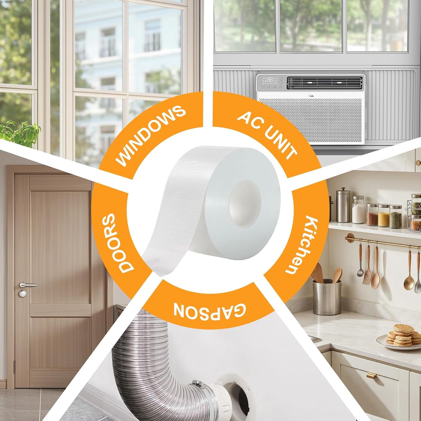 Qoqooice Transparent Window Weather Sealing Tape 2 Inch x 33 FT Weather Stripping Residue-Free Clear Window Insulation Tape for Doors Windows and Shower Glass Gaps
