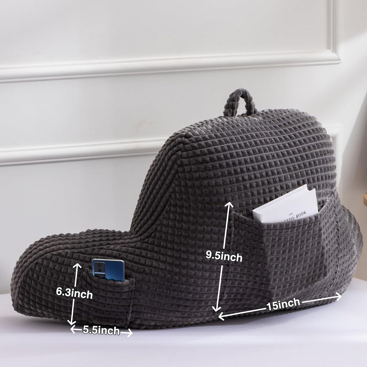 A Nice Night Darkgrey 17" Bed Wedge Pillows with Arms for Sitting